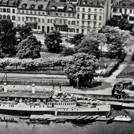 Restaurantschiff am Main um 1920