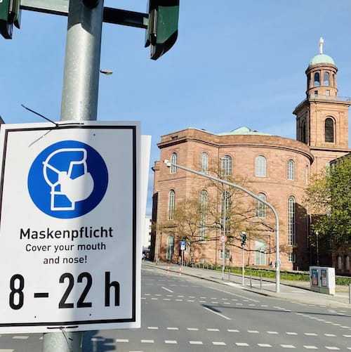 Maskenpflicht Frankfurt 8-22:00 Uhr in der Innenstadt und an Engstellen